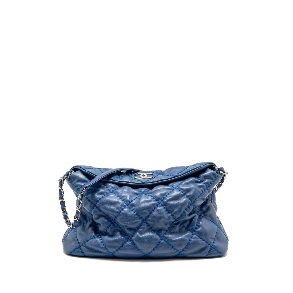 CHANEL HOBO SHOULDER BAG CALFSKIN BLUE SHW