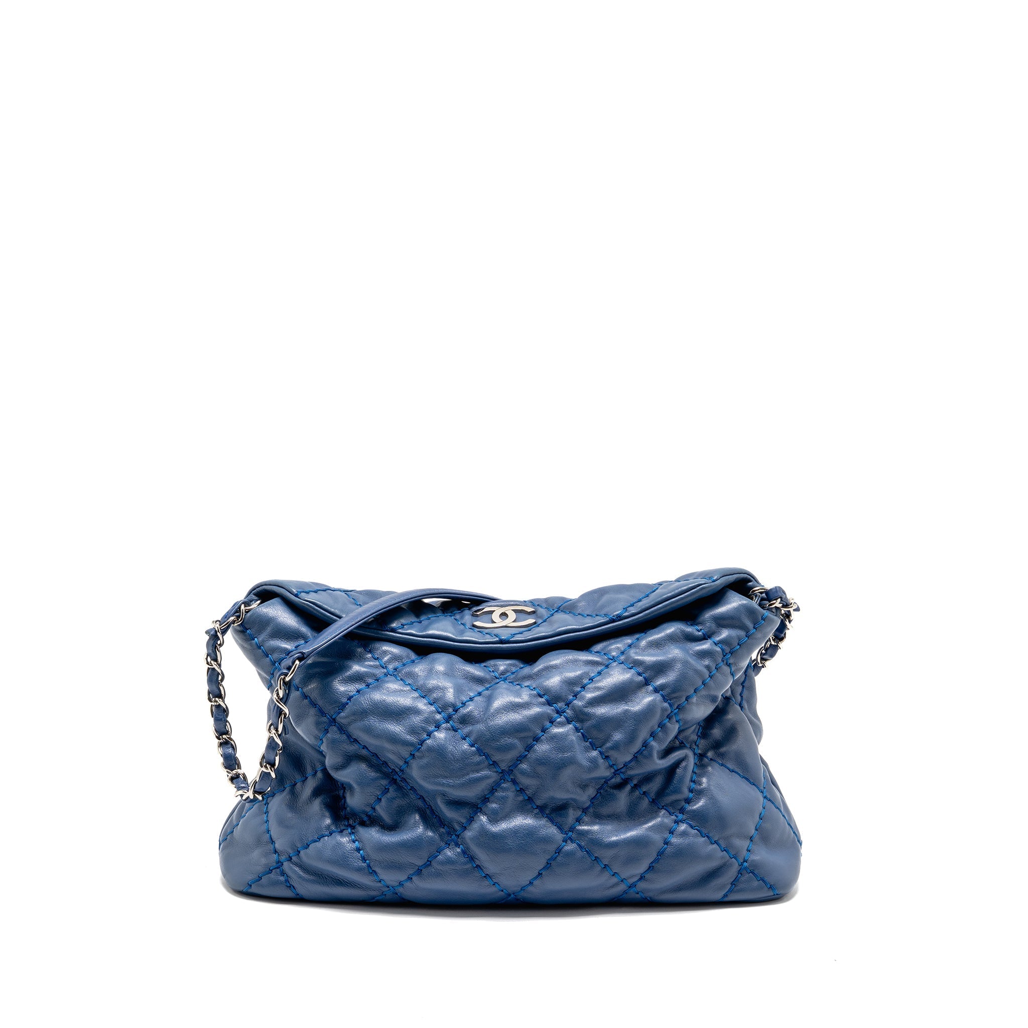 CHANEL HOBO SHOULDER BAG CALFSKIN BLUE SHW