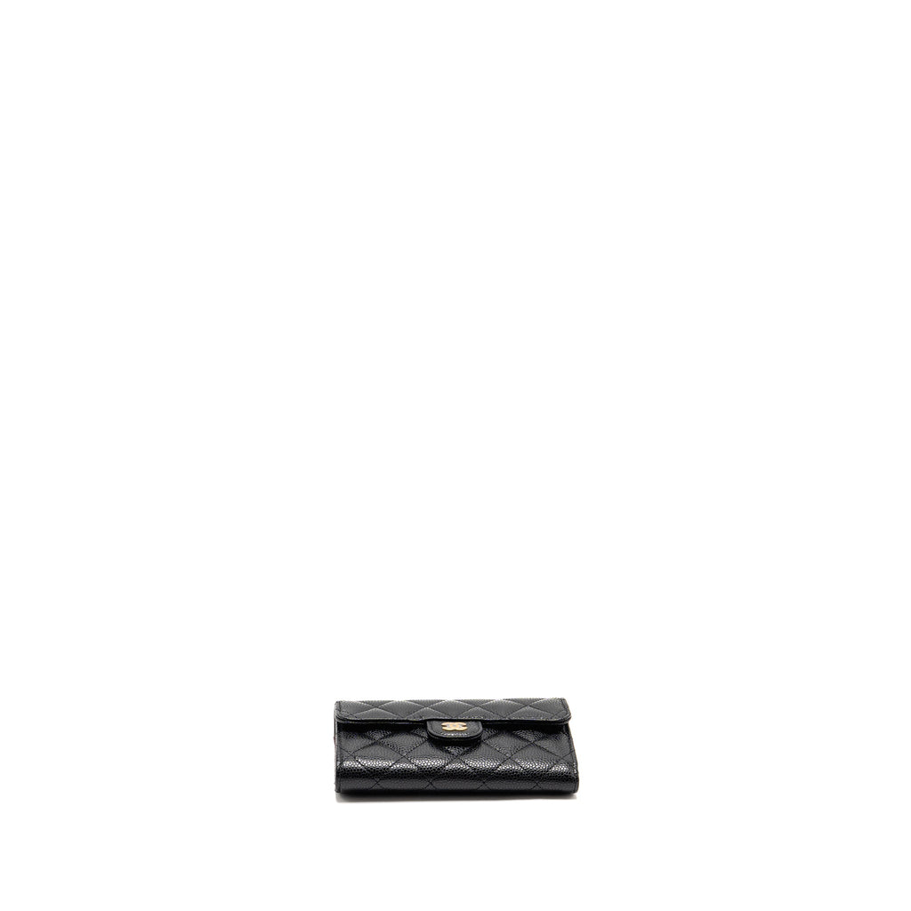 CHANEL MEDIUM CLASSIC FLAP COMPACT WALLET CAVIAR BLACK GHW(MICROCHIP)
