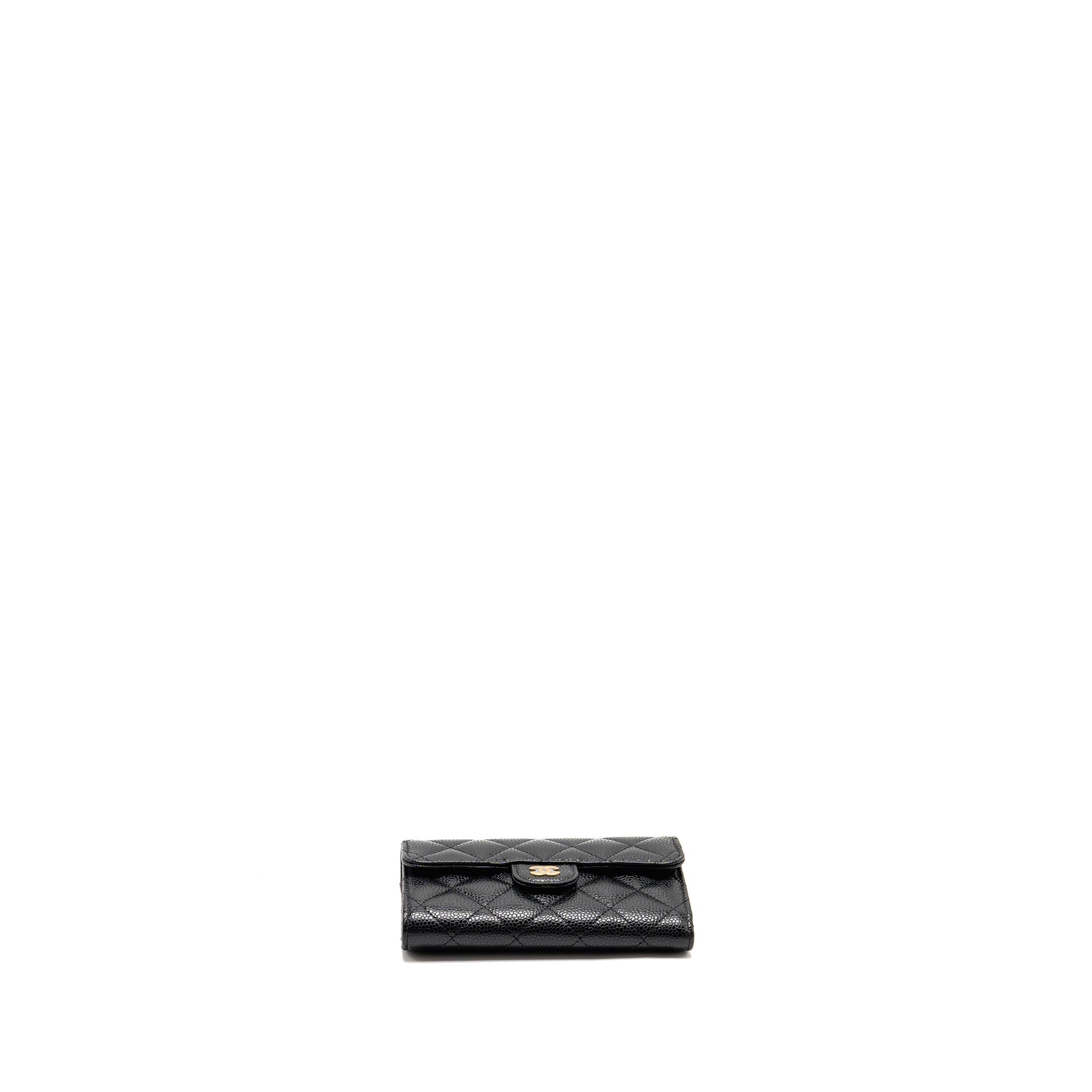 CHANEL MEDIUM CLASSIC FLAP COMPACT WALLET CAVIAR BLACK GHW(MICROCHIP)