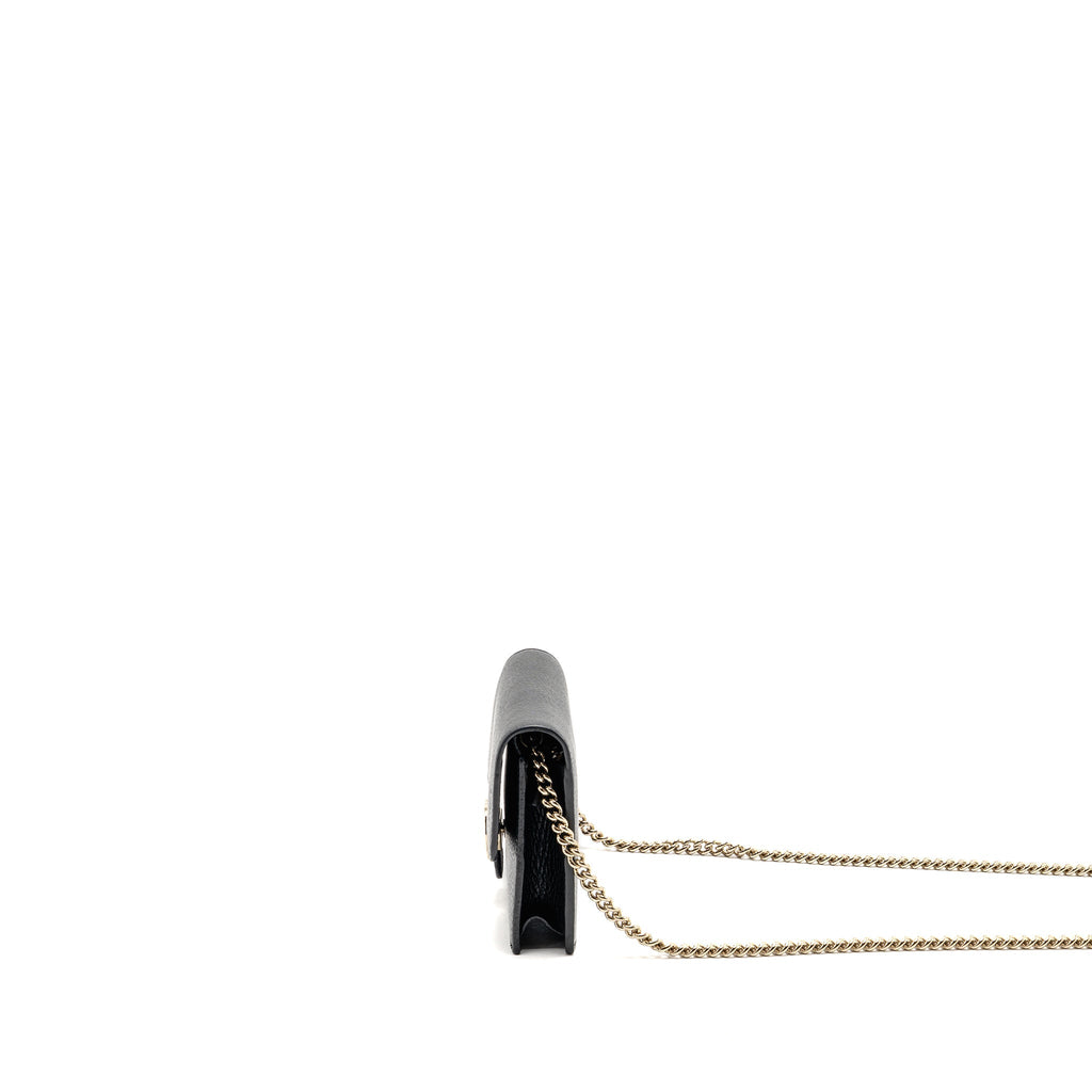 GUCCI INTERLOCKING CHAIN WALLET CALFSKIN BLACK GHW