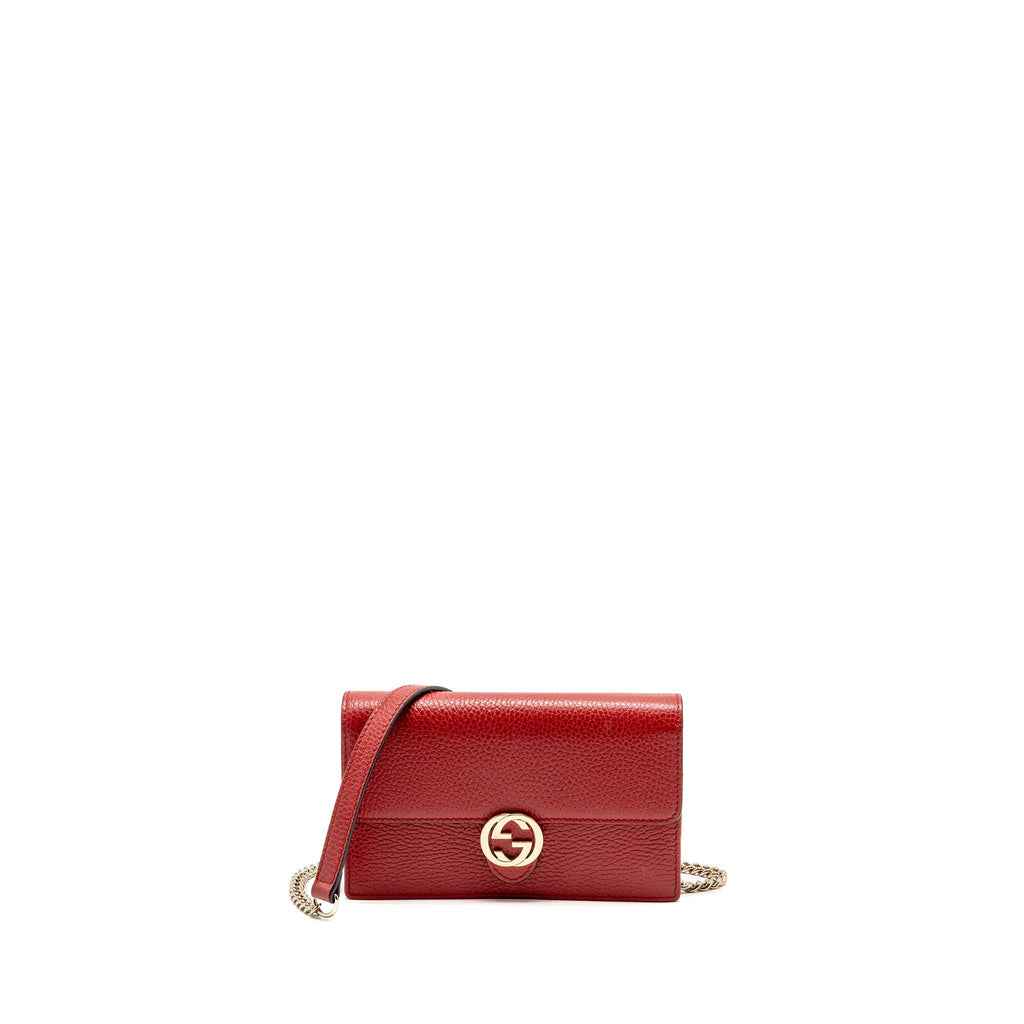 GUCCI INTERLOCKING CHAIN WALLET CALFSKIN RED GHW