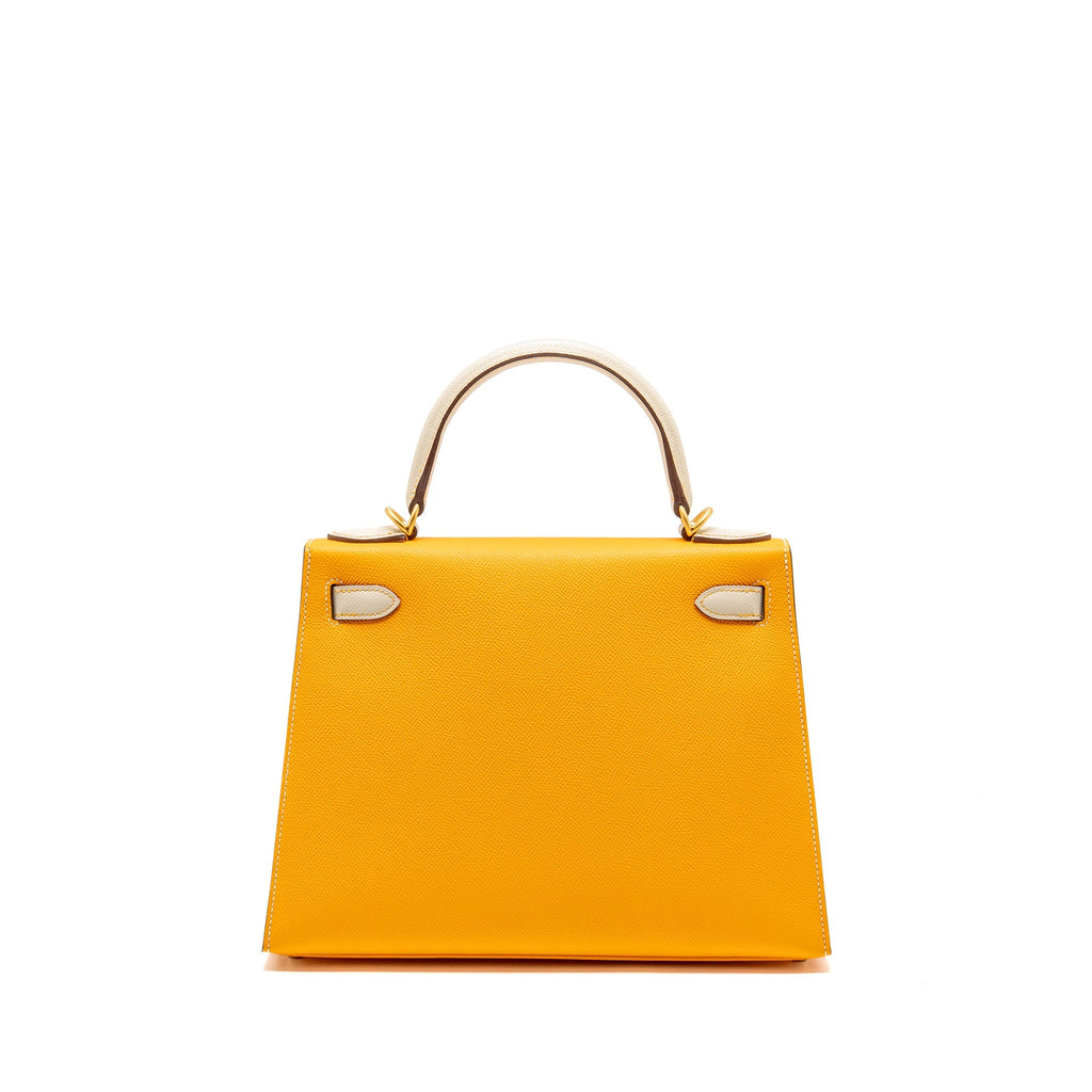 HERMES KELLY 28 SPECIAL ORDER EPSOM JAUNE D’OR/CRAIE BRUSHED GHW
