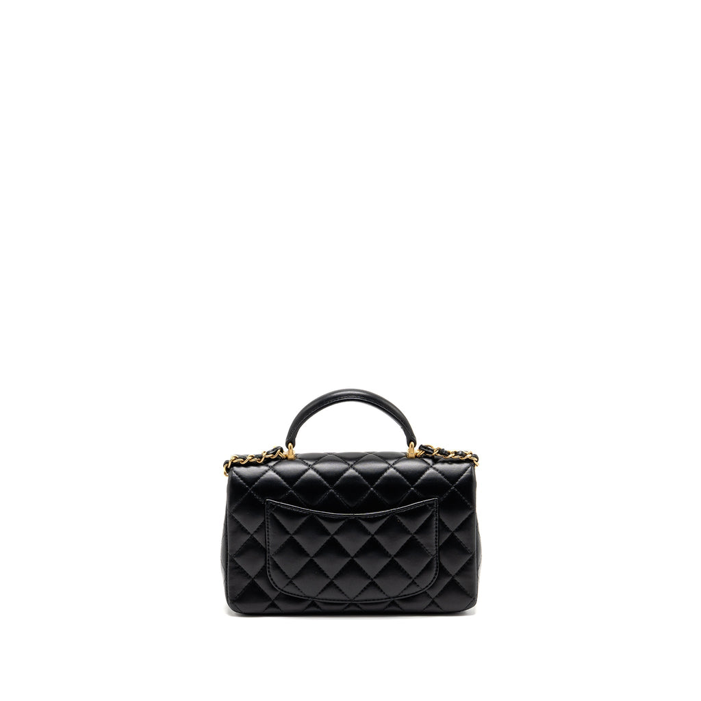 CHANEL TOP HANDLE MINI RECTANGULAR LAMBSKIN BLACK GHW (MICROCHIP)