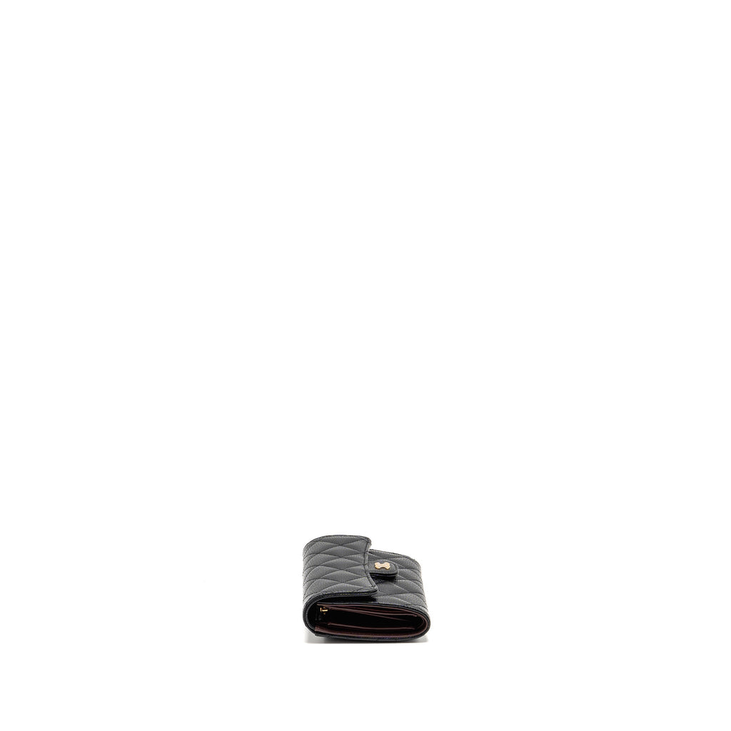 CHANEL MEDIUM CLASSIC FLAP COMPACT WALLET CAVIAR BLACK GHW(MICROCHIP)