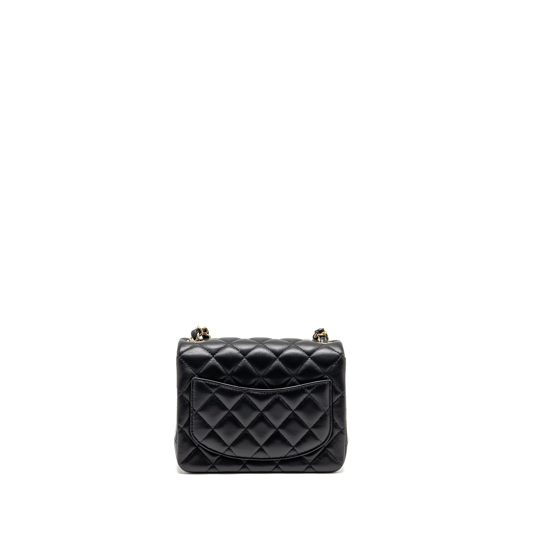 CHANEL CLASSIC MINI SQUARE FLAP BAG LAMBSKIN BLACK LGHW (MICROCHIP)