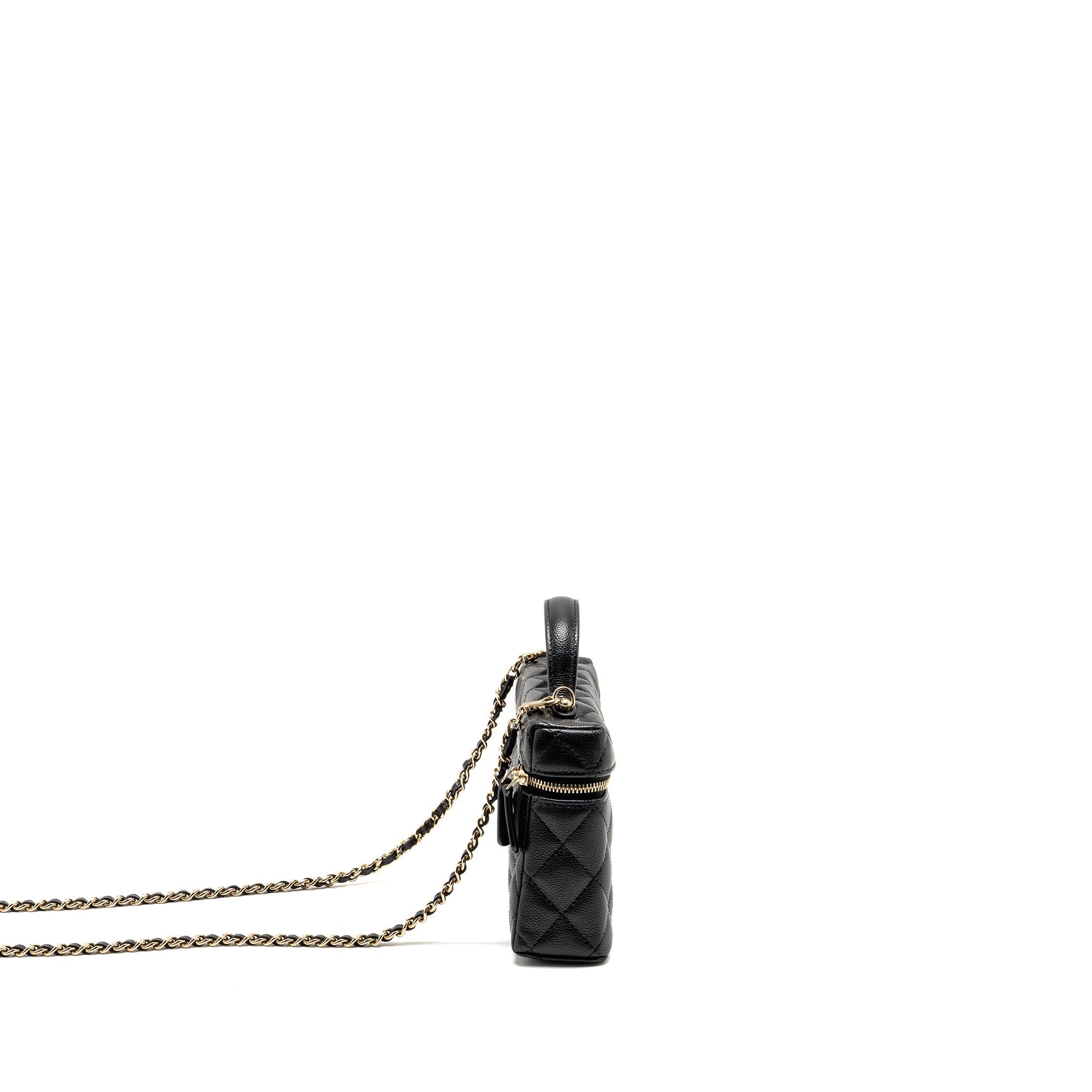 CHANEL 25P CC TOP HANDLE VANITY BAG CAVIAR BLACK LGHW (MICROCHIP)