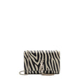 SAINT LAURENT/YSL MEDIUM KATE SHOULDER BAG WITH TASSEL EMBOSSED LEATHER BLACK/WHITE SHW