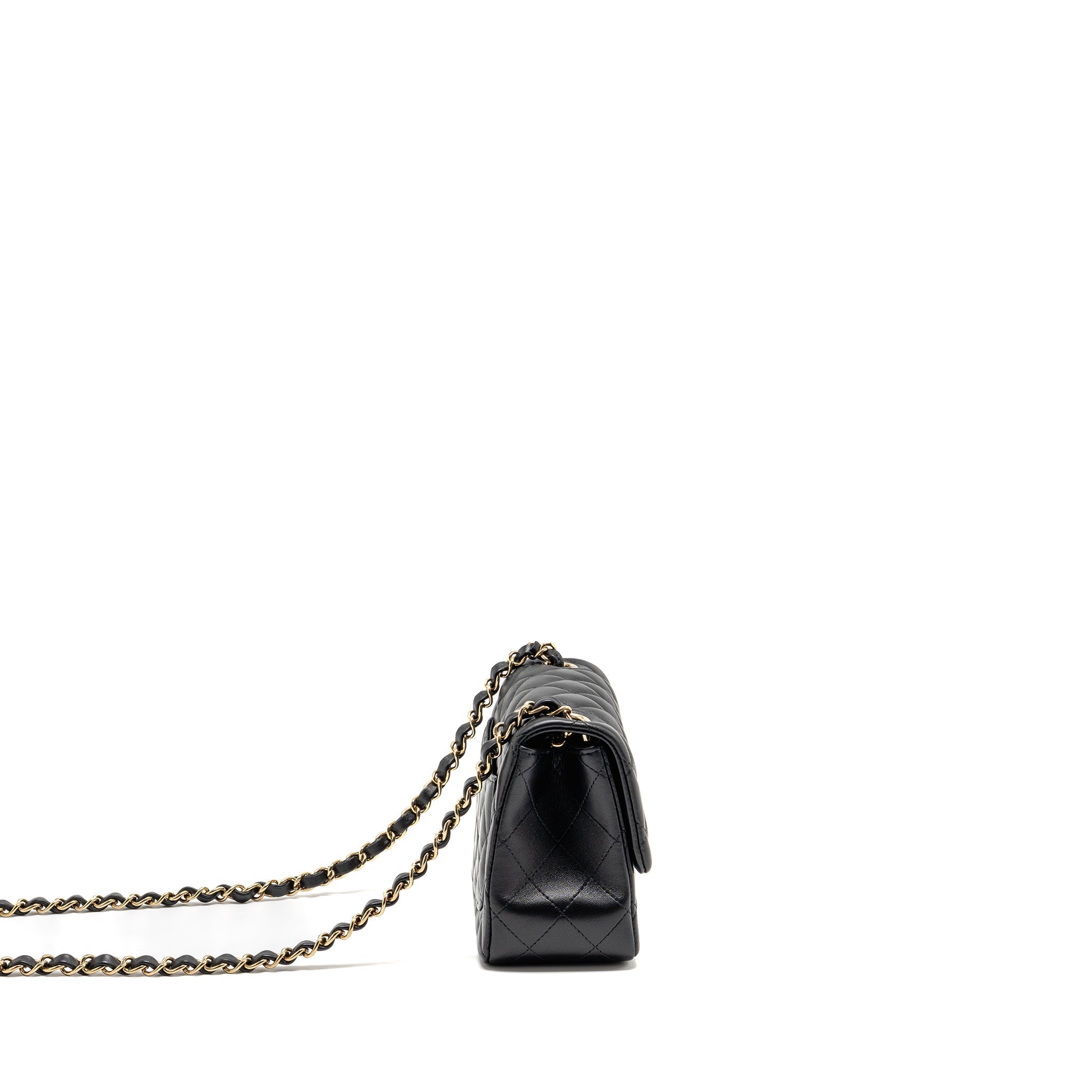 CHANEL CLASSIC MINI SQUARE FLAP BAG LAMBSKIN BLACK LGHW (MICROCHIP)