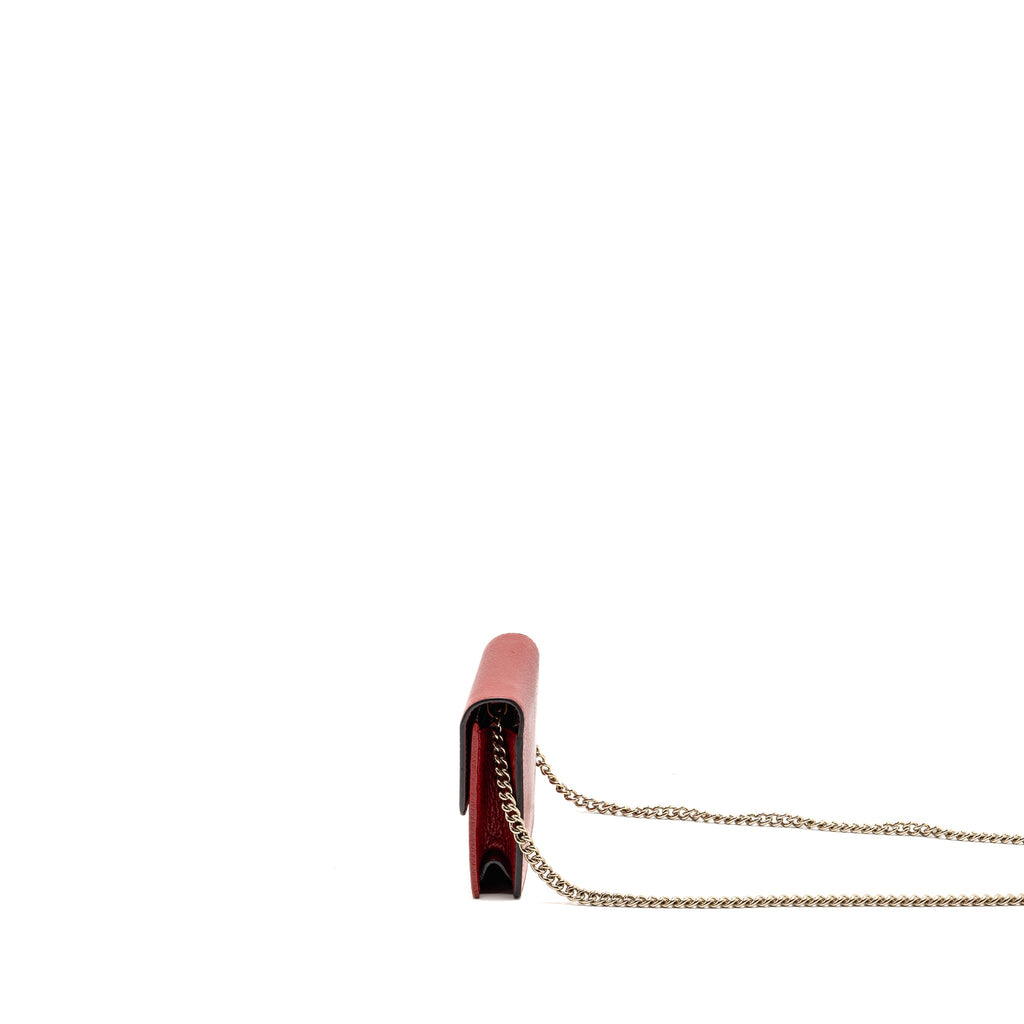 GUCCI INTERLOCKING CHAIN WALLET CALFSKIN RED GHW