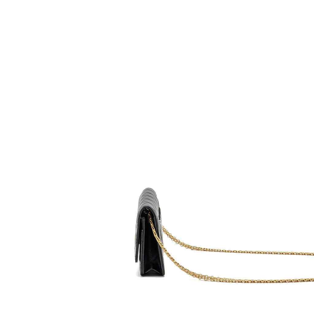 CHANEL 2.55 REISSUE WALLET ON CHAIN AGED CALFSKIN BLACK GHW (MICROCHIP)