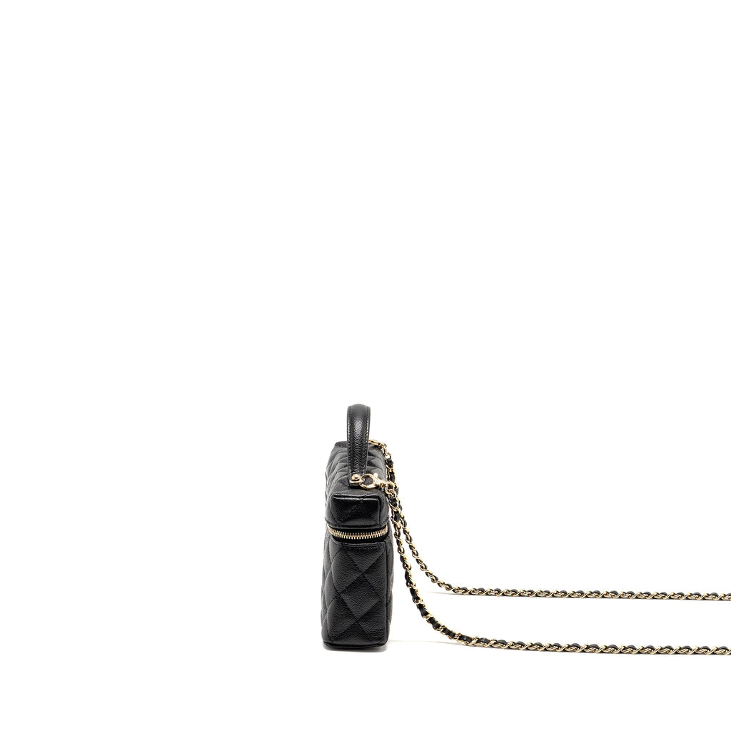 CHANEL 25P CC TOP HANDLE VANITY BAG CAVIAR BLACK LGHW (MICROCHIP)