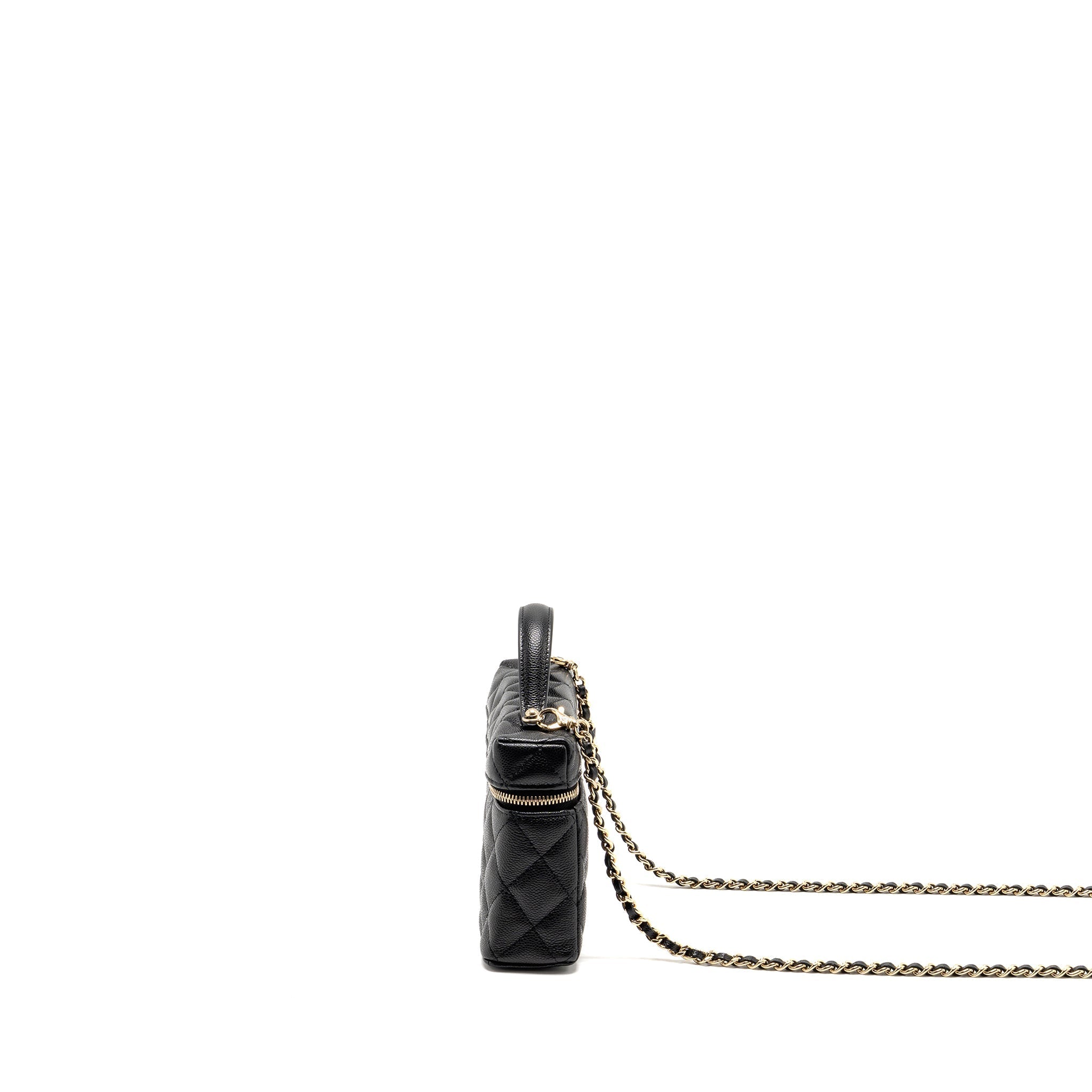 CHANEL 25P CC TOP HANDLE VANITY BAG CAVIAR BLACK LGHW (MICROCHIP)