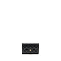 CHANEL MEDIUM CLASSIC FLAP COMPACT WALLET CAVIAR BLACK GHW(MICROCHIP)