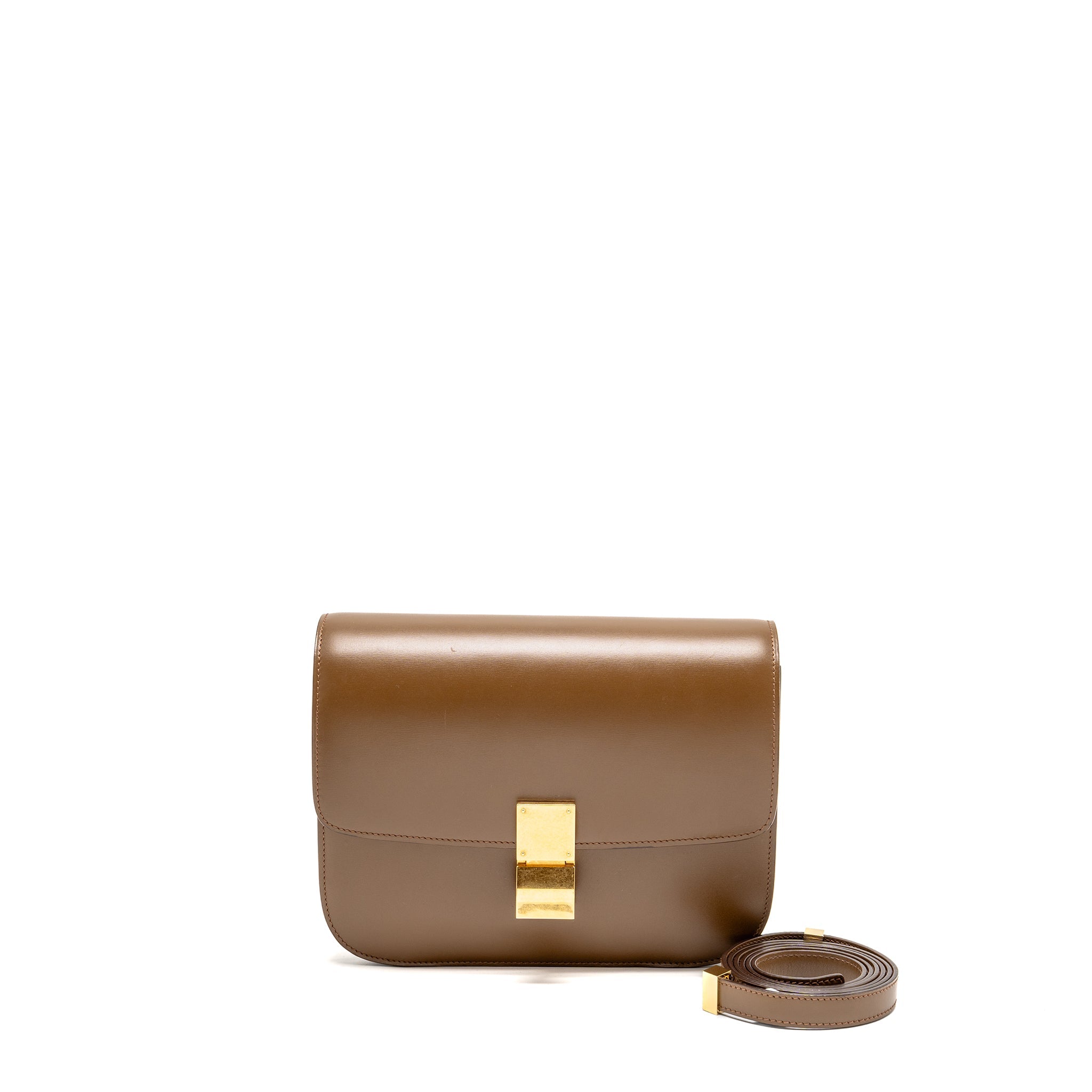 CELINE MEDIUM CLASSIC BOX BAG CALFSKIN CAMEL GHW