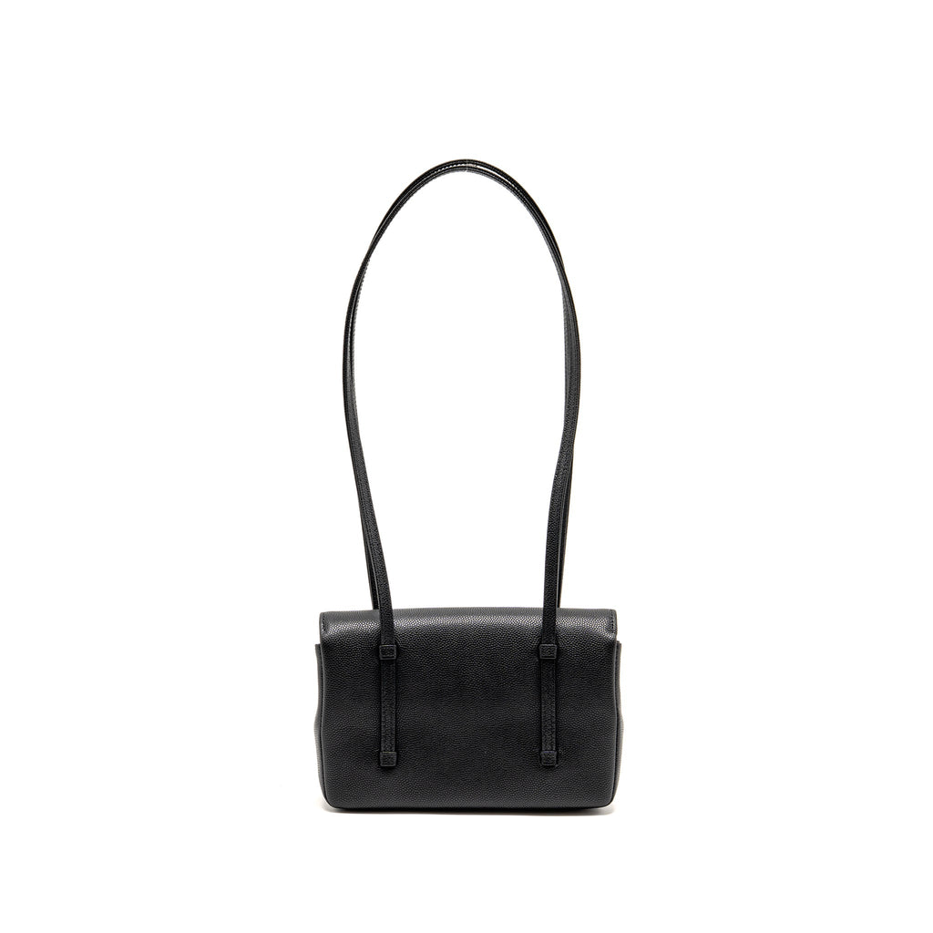 CHANEL 26P PREPPY COCO CLUTCH WITH LEATHER STRAP GRAINED SHINY CALFSKIN BLACK GHW (MICROCHIP)