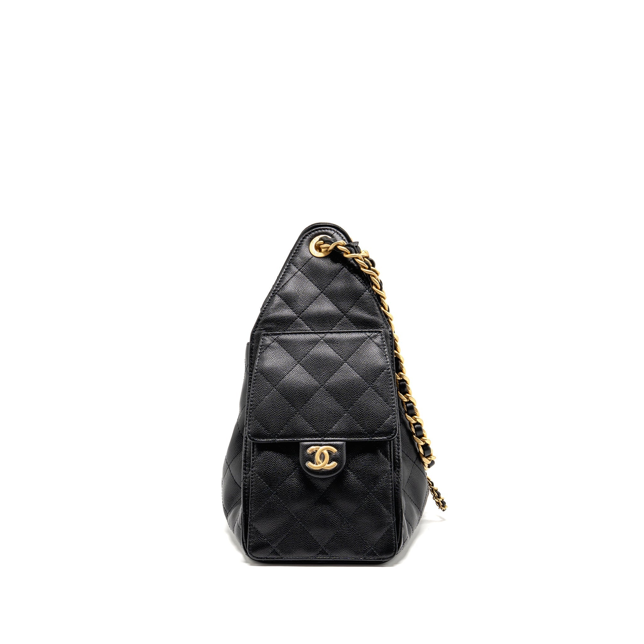 CHANEL SMALL 25 BAG CAVIAR BLACK GHW (MICROCHIP)