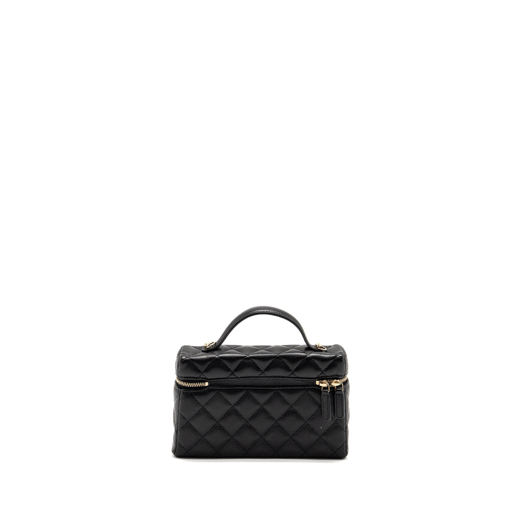 CHANEL 25P CC TOP HANDLE VANITY BAG CAVIAR BLACK LGHW (MICROCHIP)