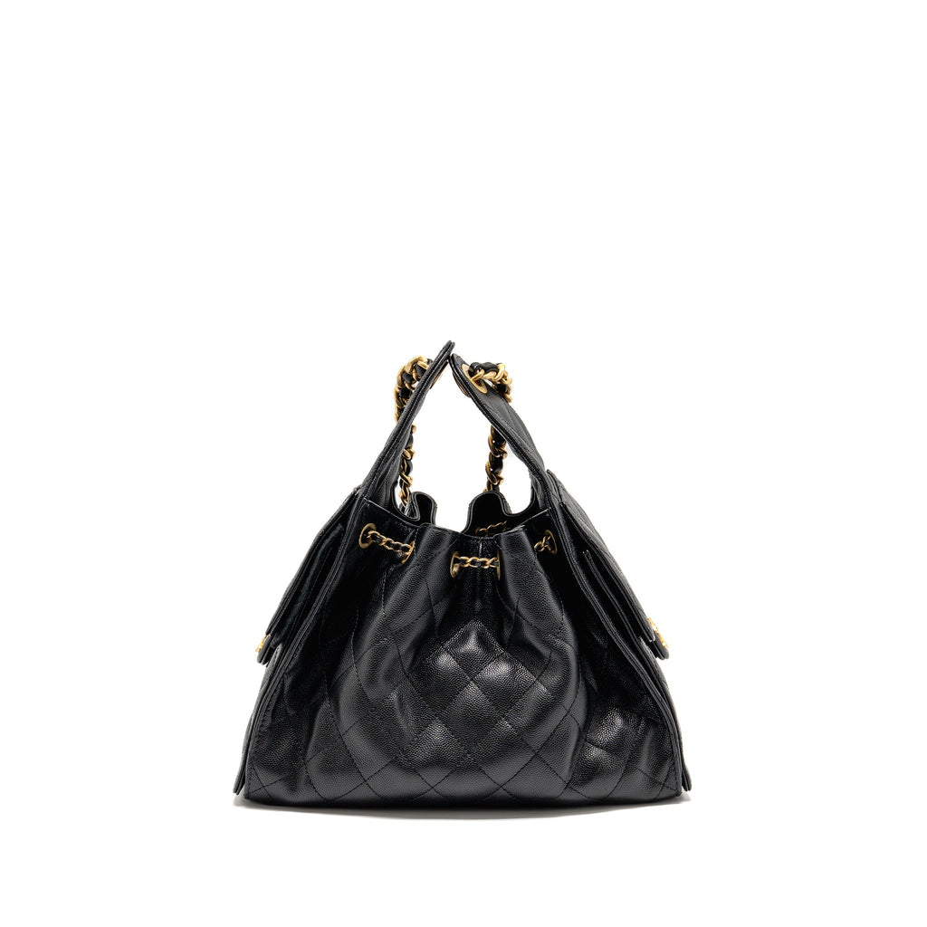 CHANEL SMALL 25 BAG CAVIAR BLACK GHW (MICROCHIP)