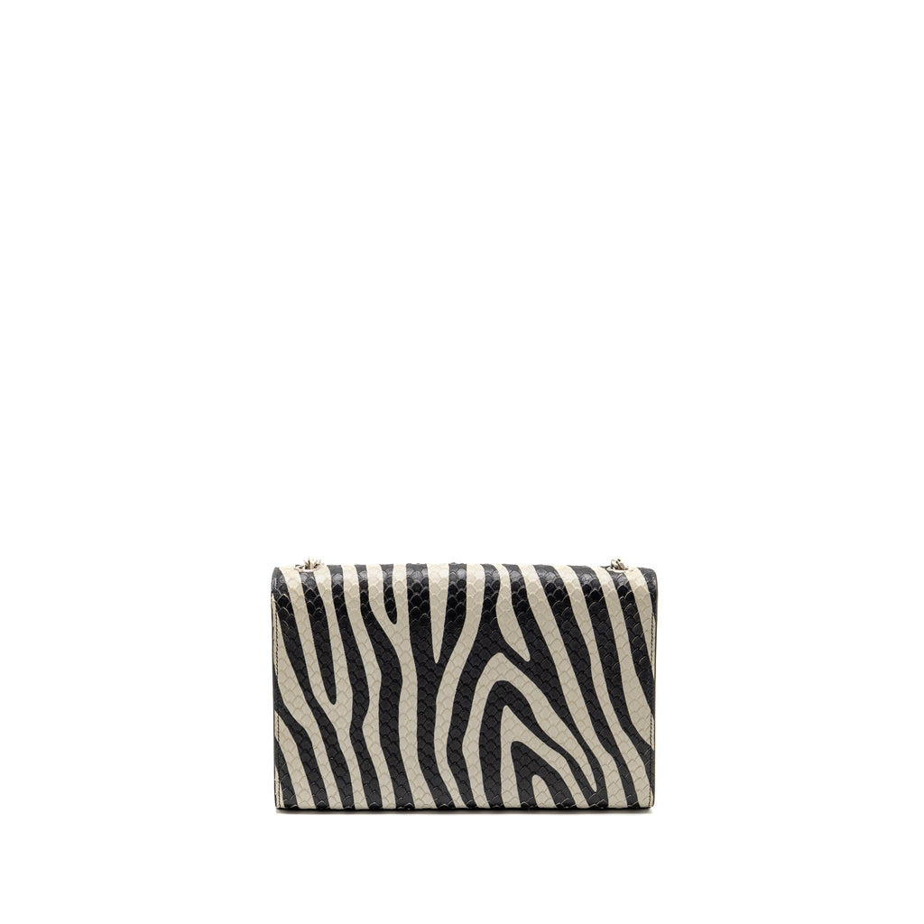 SAINT LAURENT/YSL MEDIUM KATE SHOULDER BAG WITH TASSEL EMBOSSED LEATHER BLACK/WHITE SHW