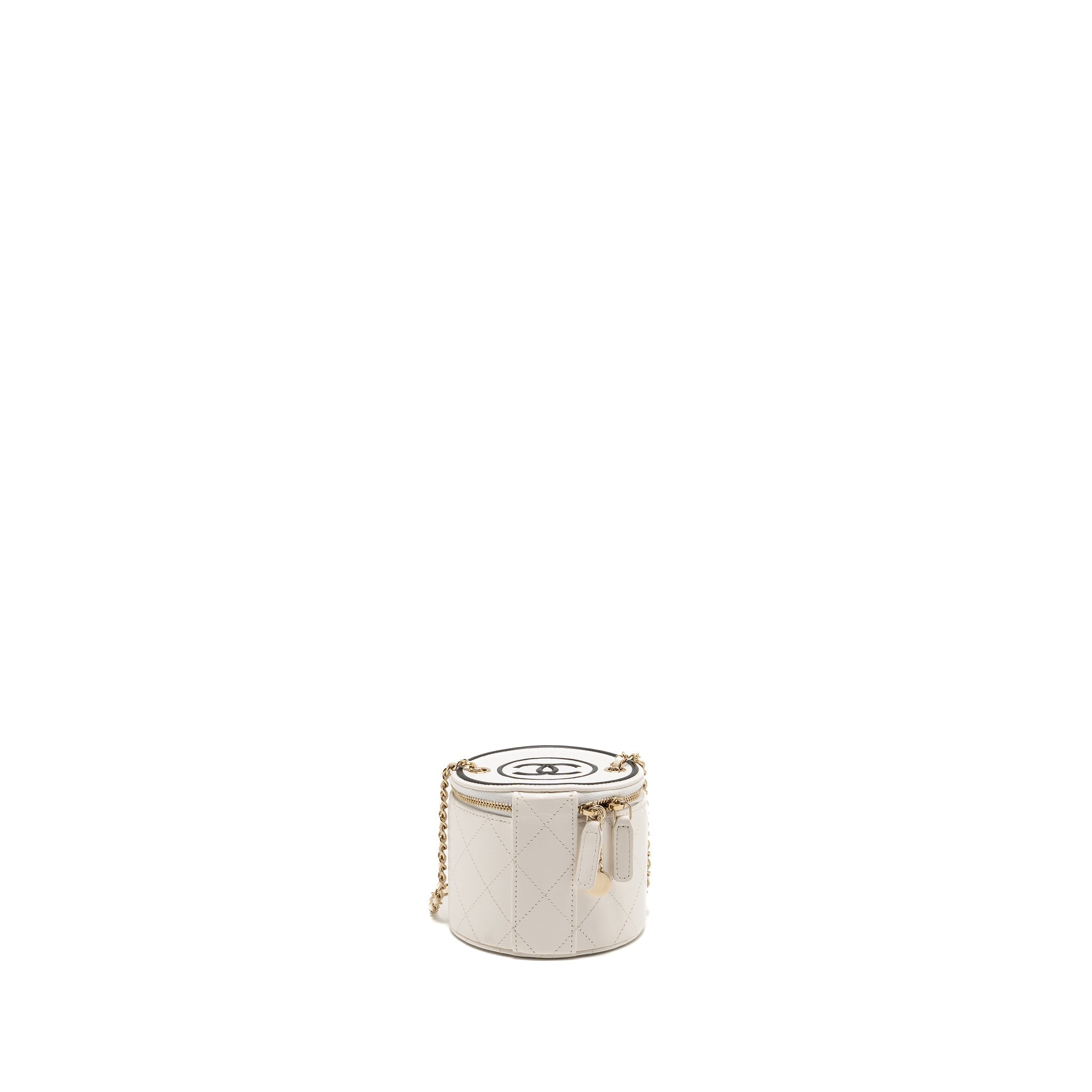 CHANEL CC LOGO CHAINS WITH CHARM VANITY CALFSKIN WHITE LGHW
