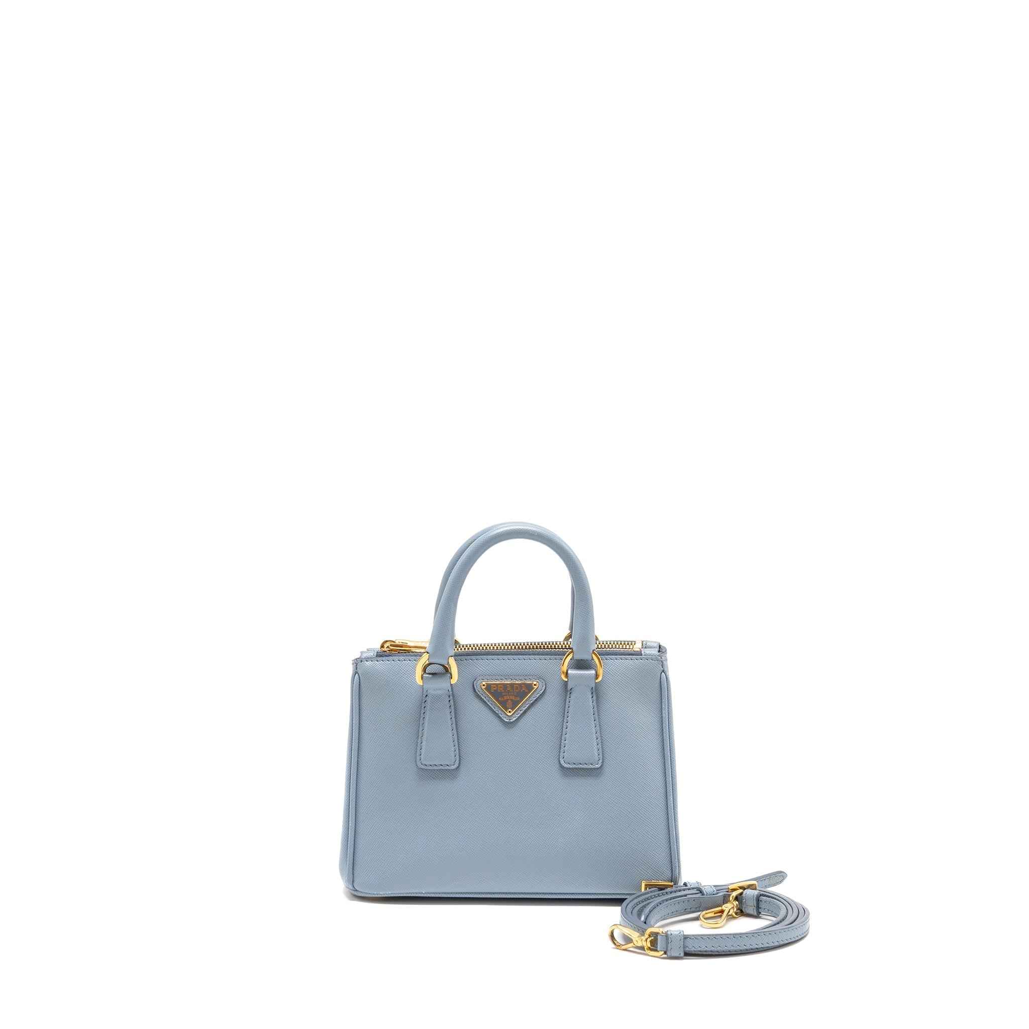 PARADA GALLERIA SAFFIANO MINI TOTE BAG LEATHER LIGHT BLUE GHW