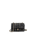 CHANEL MINI RECTANGULAR FLAP BAG VELVET WITH CRYSTAL BLACK LGHW
