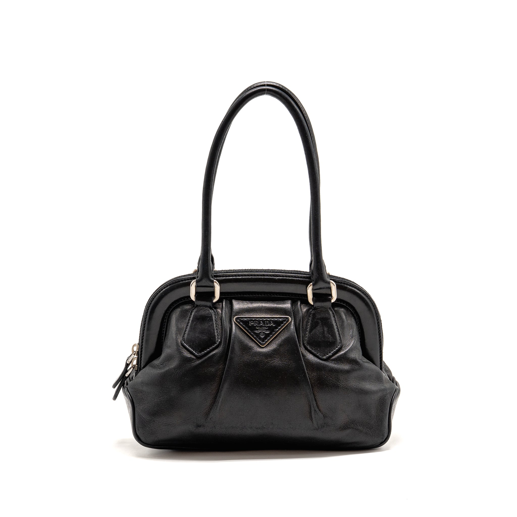 PRADA TOP HANDLE DANGLE BAG LEATHER BLACK SHW