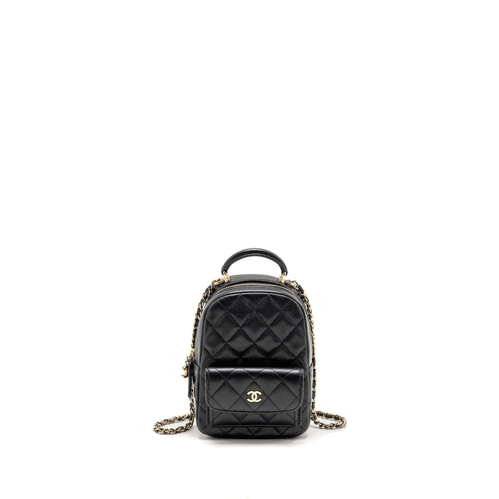 CHANEL MINI BACKPACK / CROSSBODY BAG CAVIAR BLACK LGHW (MICROCHIP)