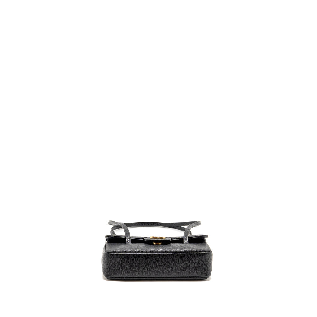 CHANEL 26P PREPPY COCO CLUTCH WITH LEATHER STRAP GRAINED SHINY CALFSKIN BLACK GHW (MICROCHIP)