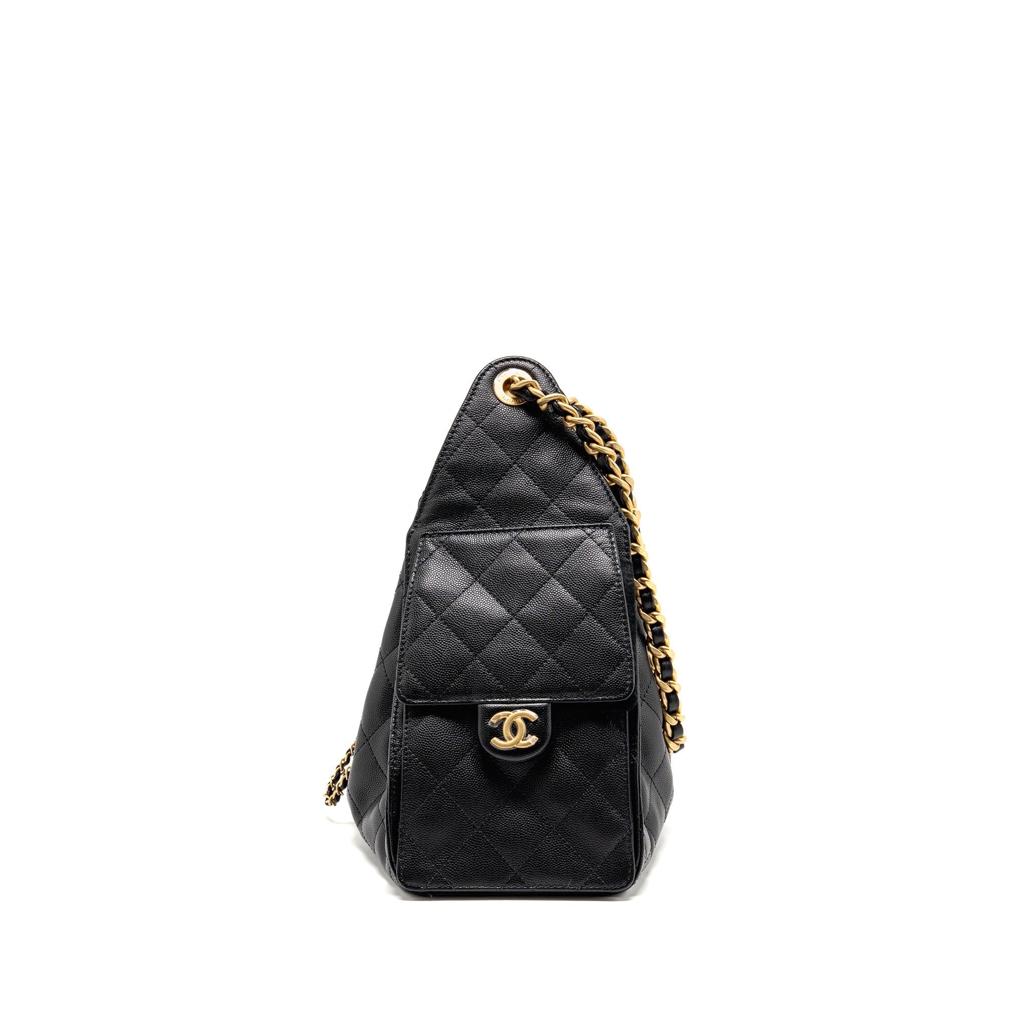 CHANEL SMALL 25 BAG CAVIAR BLACK GHW (MICROCHIP)
