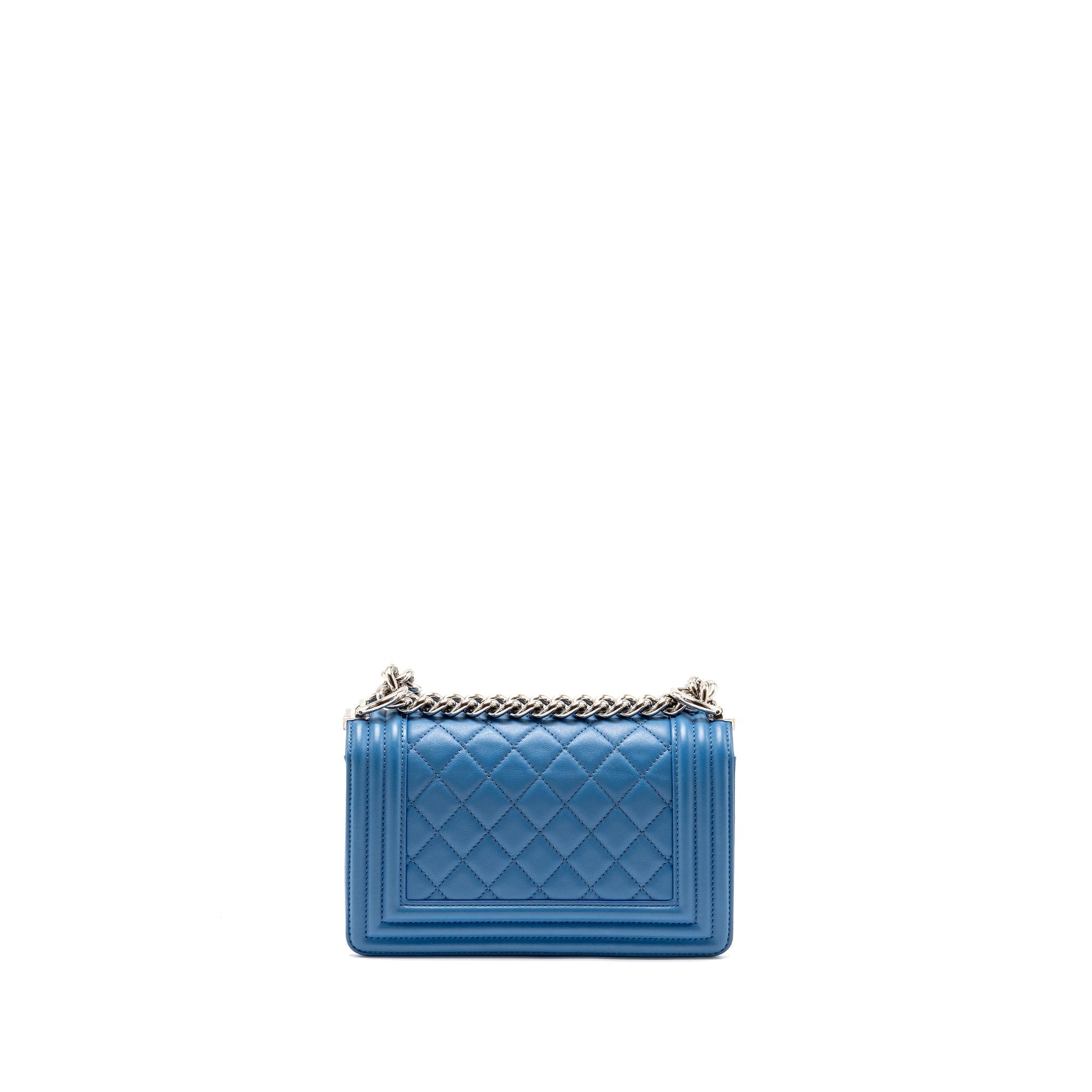 CHANEL SMALL BOY BAG CALFSKIN BLUE SHW