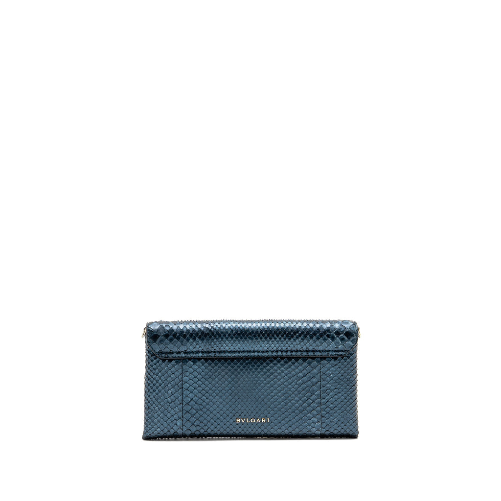 BVLGARI CLUTCH BAG PYTHON/NAPPA ROYAL SAPPHIRE/BLACK LGHW