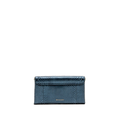 BVLGARI CLUTCH BAG PYTHON/NAPPA ROYAL SAPPHIRE/BLACK LGHW