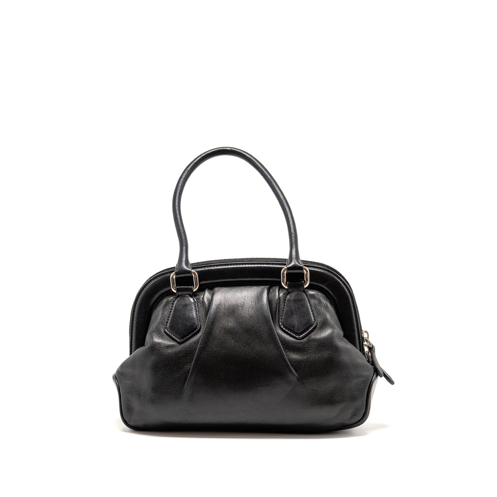 PRADA TOP HANDLE DANGLE BAG LEATHER BLACK SHW