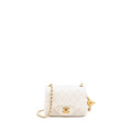 CHANEL PEARL CRUSH MINI SQUARE LAMBSKIN WHITE BRUSHED GHW (MICROCHIP)