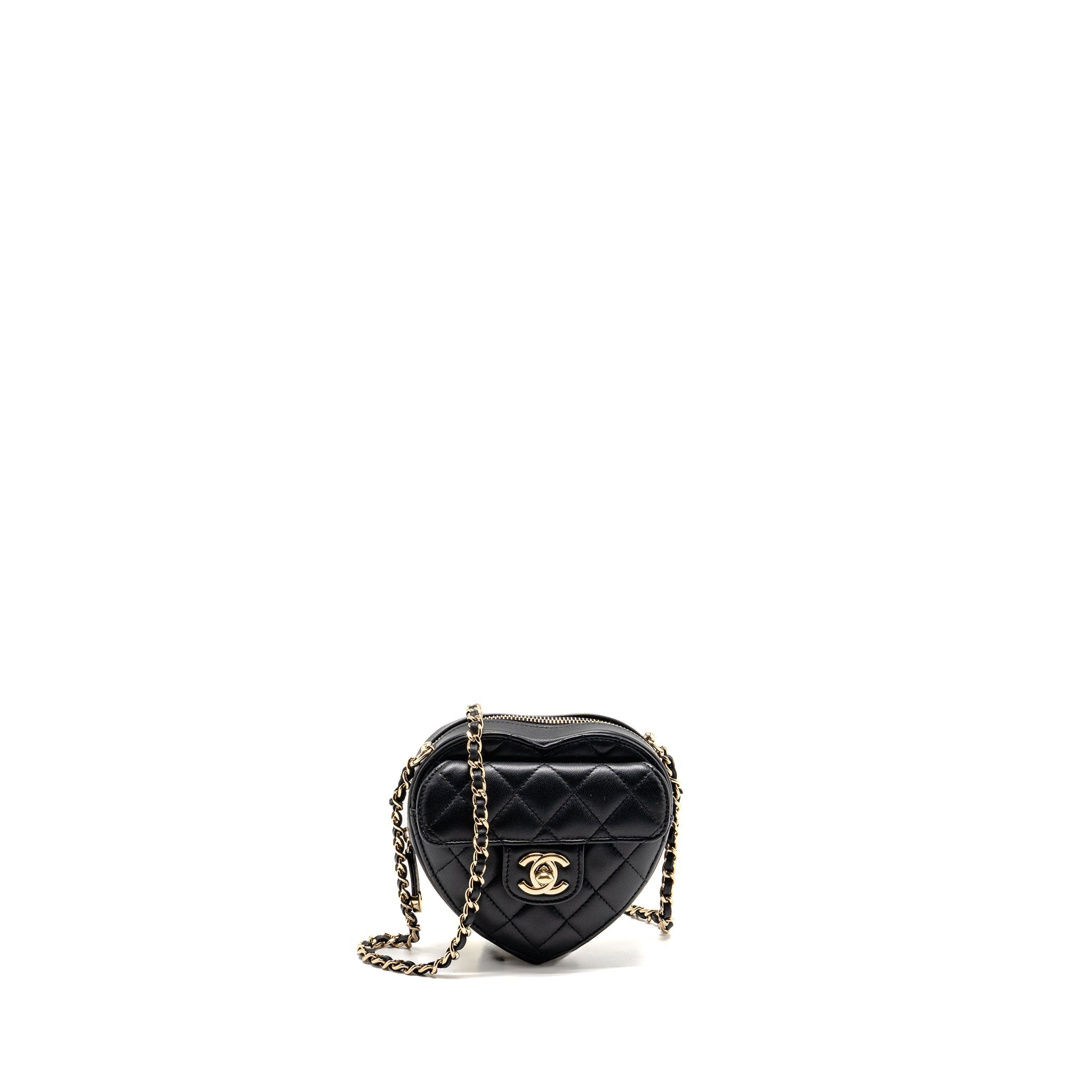 CHANEL SMALL HEART BAG LAMBSKIN BLACK LGHW