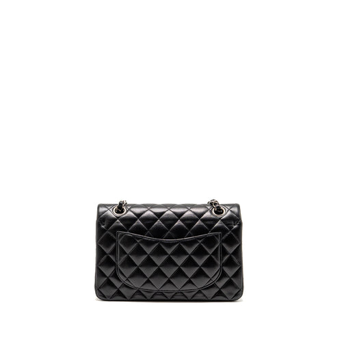 CHANEL SMALL CLASSIC DOUBLE FLAP BAG LAMBSKIN BLACK SHW