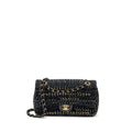 CHANEL MEDIUM SINGLE FLAP BAG TWEED BLACK GHW