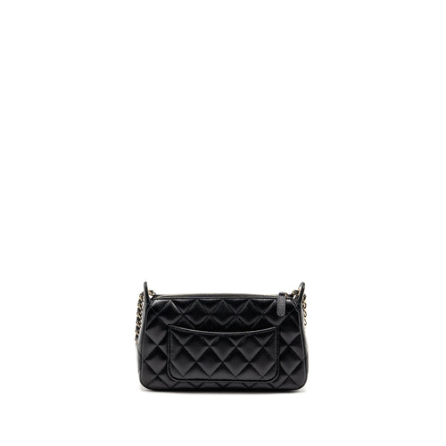 CHANEL 25A ZIP CLUTCH WITH CHAIN CAVIAR BLACK LGHW (MICROCHIP)