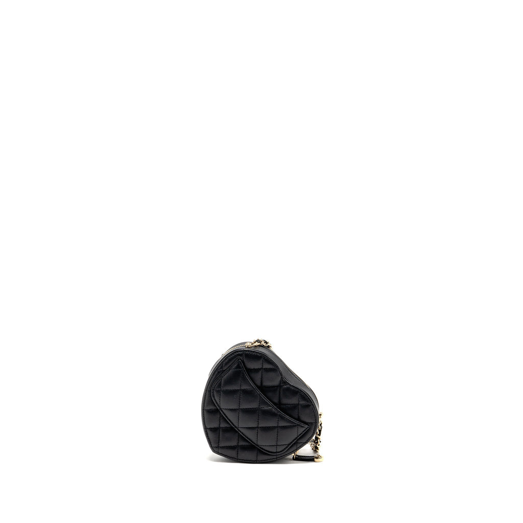 CHANEL SMALL HEART BAG LAMBSKIN BLACK LGHW