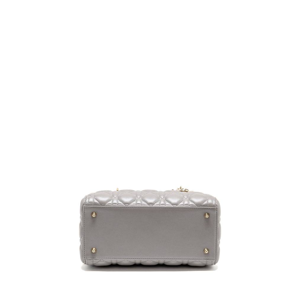DIOR MEDIUM LADY DIOR LAMBSKIN GREY LGHW