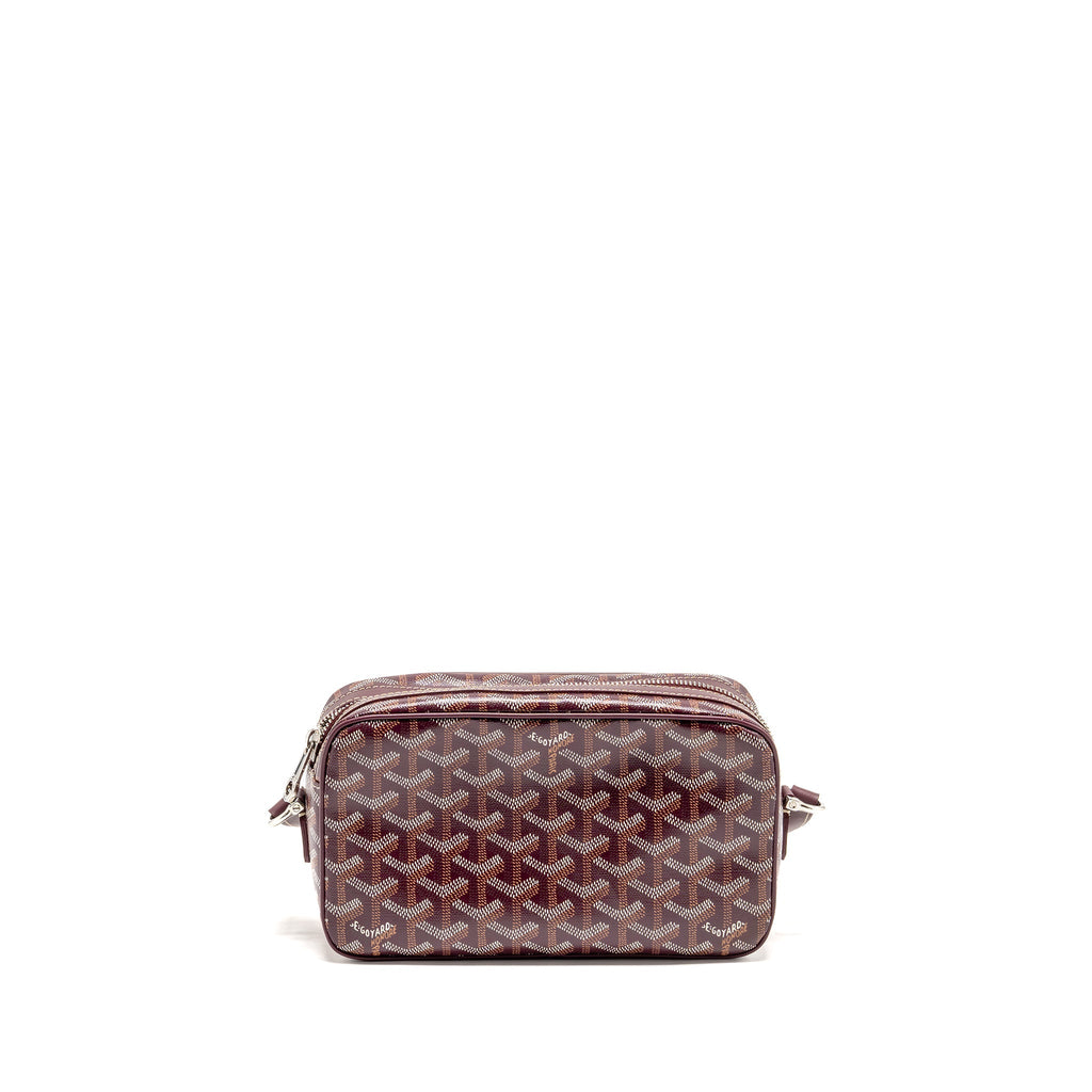 GOYARD CAP-VERT PM BAG GOYARDINE CANVAS/CERVON CALFSKIN BURGUNDY SHW