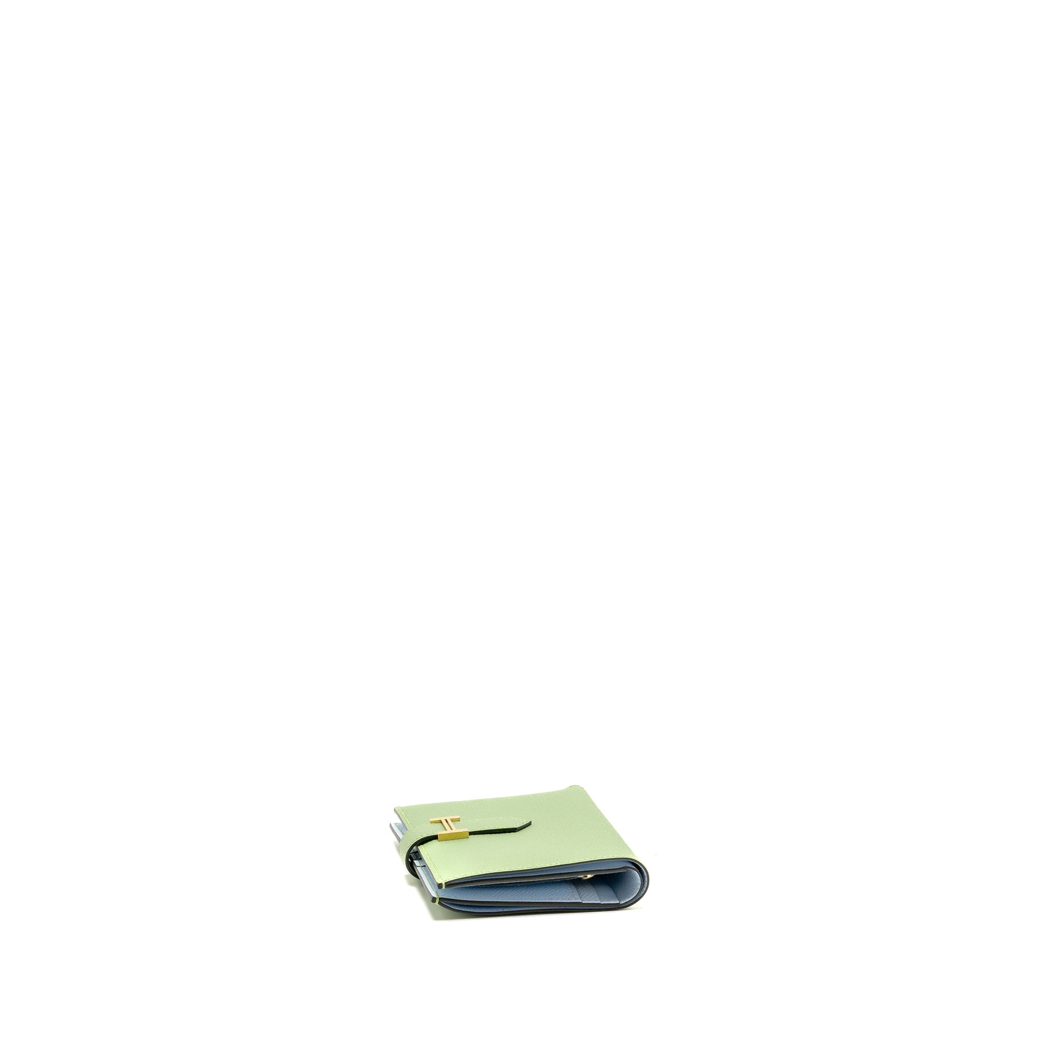 HERMES BEARN COMPACT VERSO WALLET EPSOM VERT CRIQUET/BLEU BRUME GHW