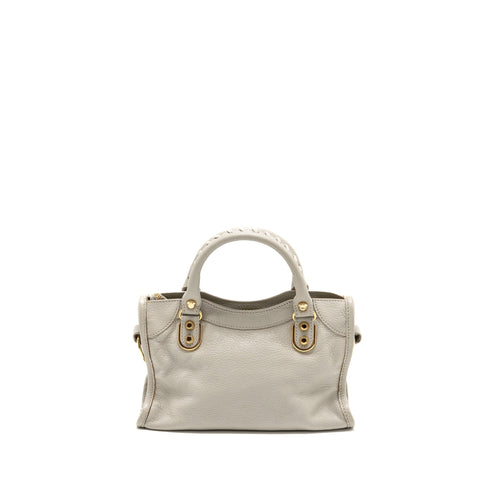 BALENCIAGA MINI CITY BAG CALFSKIN LIGHT GREY GHW