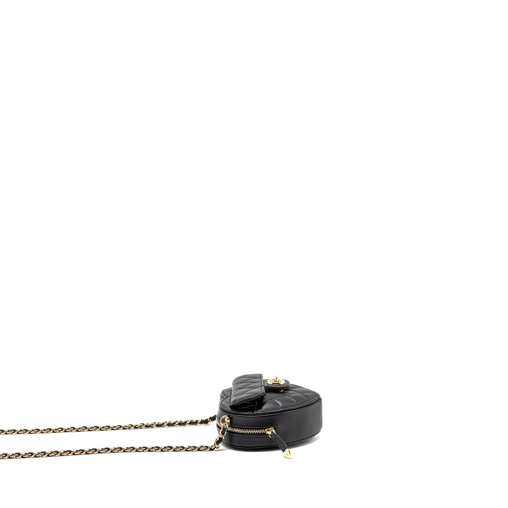 CHANEL SMALL HEART BAG LAMBSKIN BLACK LGHW