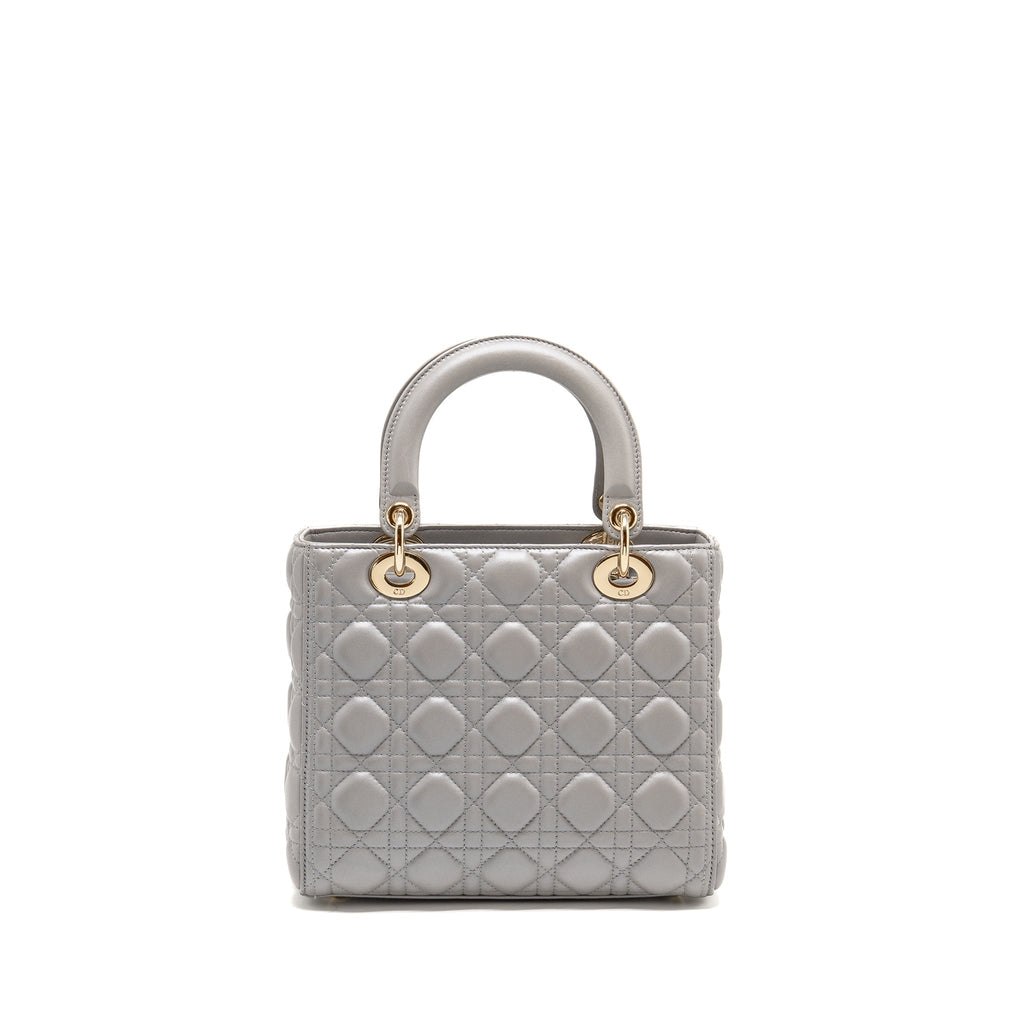 DIOR MEDIUM LADY DIOR LAMBSKIN GREY LGHW