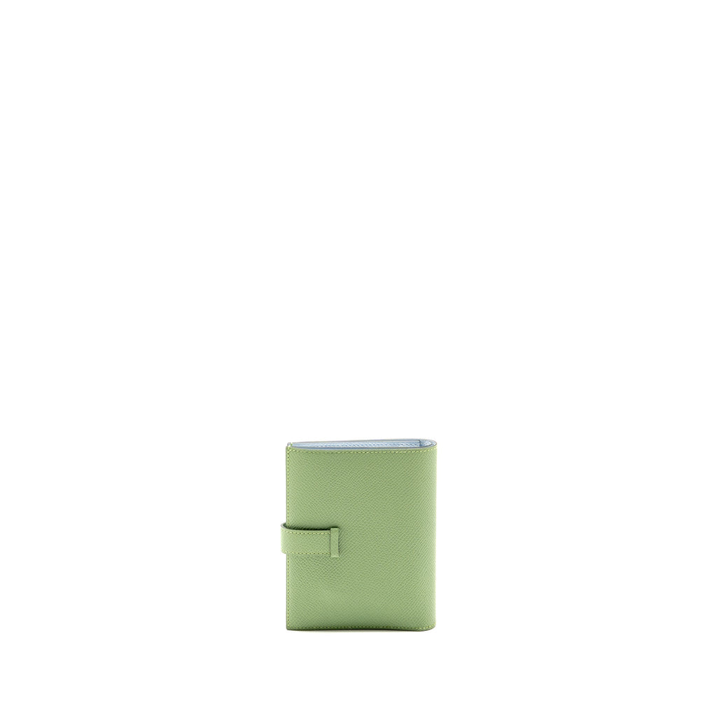 HERMES BEARN COMPACT VERSO WALLET EPSOM VERT CRIQUET/BLEU BRUME GHW