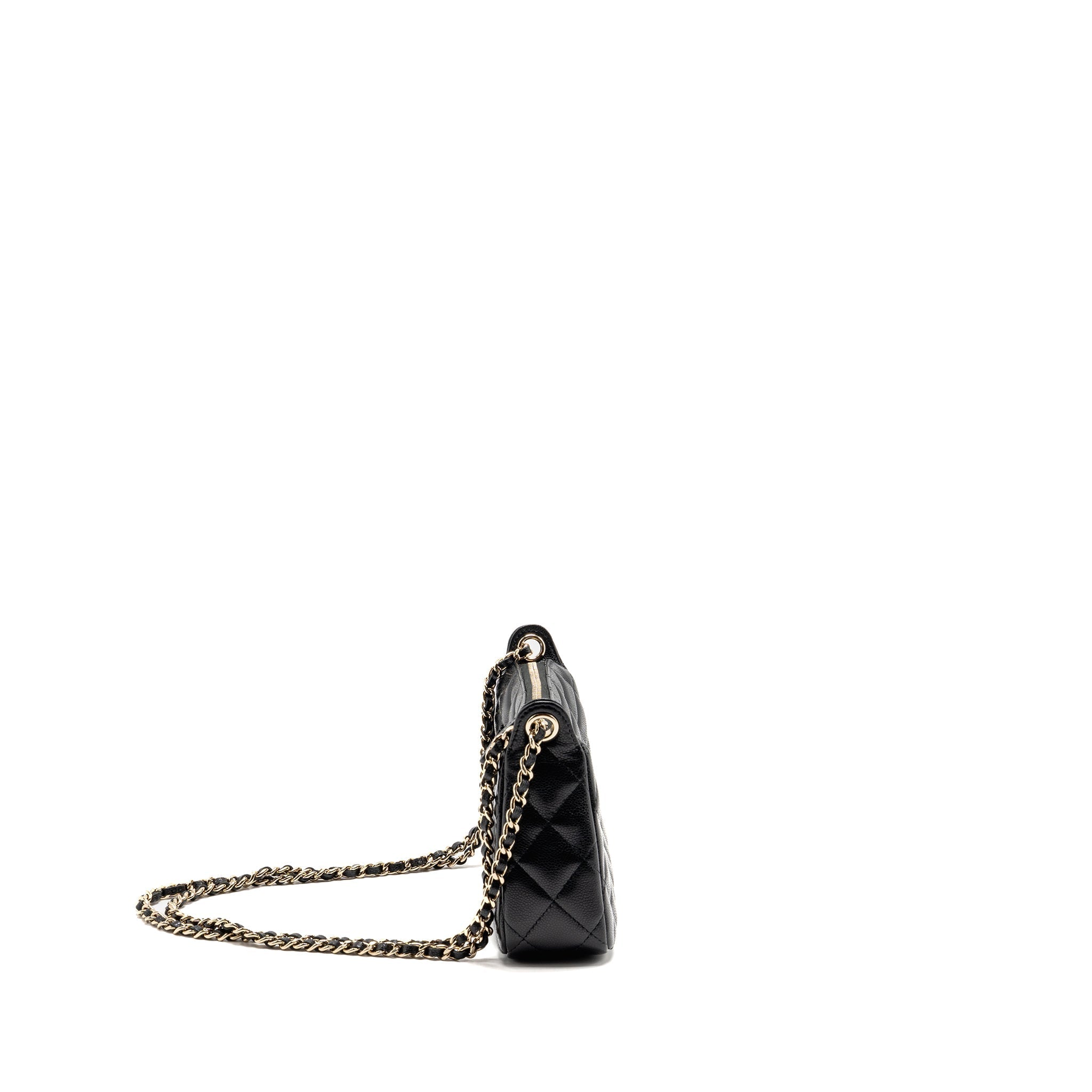 CHANEL 25A ZIP CLUTCH WITH CHAIN CAVIAR BLACK LGHW (MICROCHIP)