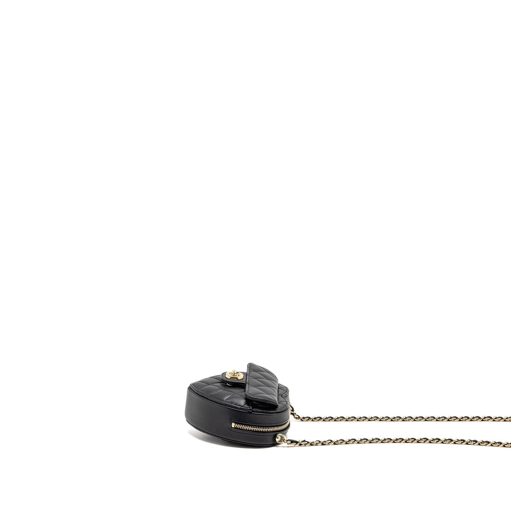 CHANEL SMALL HEART BAG LAMBSKIN BLACK LGHW